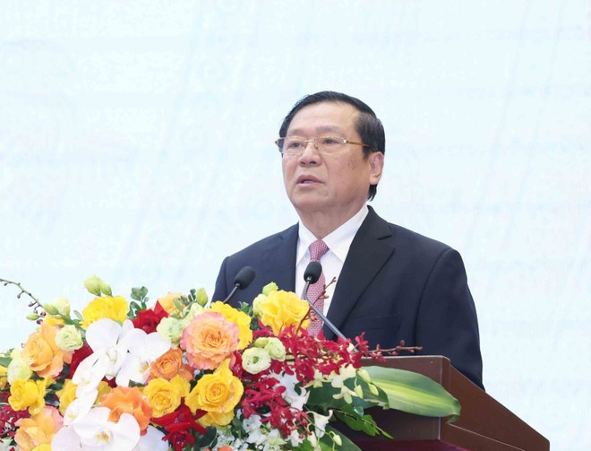 라이 쑤언 몬 당 중앙위원회 선전교육동원위원회 상임부위원장이 행사에서 발언하고 있다. (사진: VNA)