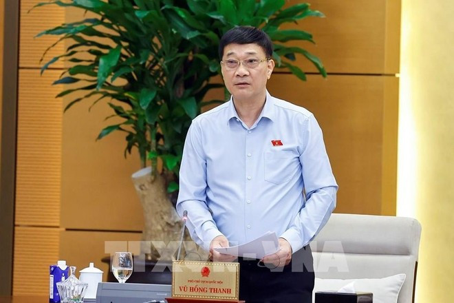 부홍탄 국회 부의장이 회의에서 발언하고 있다. (사진: VNA)