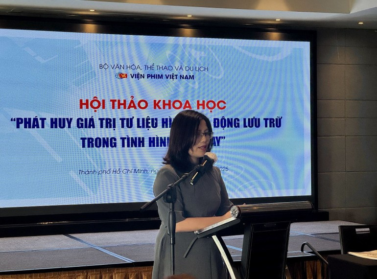 레 티 하 베트남영화연구소 소장이 세미나 개회사를 하고 있다. (사진: 흐엉 찐(Huong Tran))