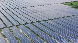 럼동성 퐁푸 태양광 발전소의 태양광 패널. (사진: 반 주이)