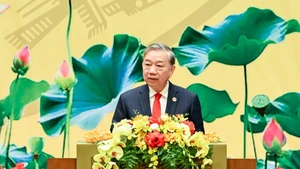 또럼 당 서기장이 행사에서 연설하고 있다. (사진: NDO)