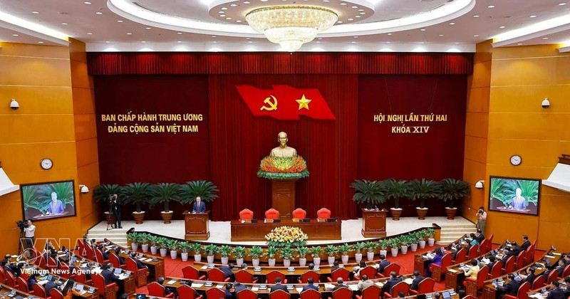 제14기 당 중앙위원회 제2차 회의 폐회식. (사진: VNA)