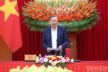 편집팀과 과학자, 전문가 및 관련 기관 관계자들과의 실무 회의에서 발언하는 또 럼 서기장. (사진: nhandan.vn)