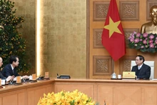 팜 민 찐 베트남 총리가 허웨이 주베트남 중국대사를 접견하고 있다. (사진: 쩐 하이)