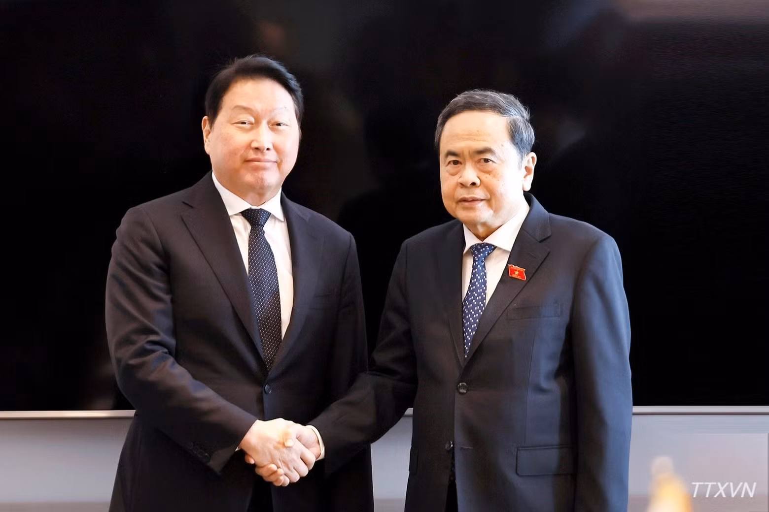 쩐 타인 먼 국회의장이 최태원 SK그룹 회장을 접견하고 있다.