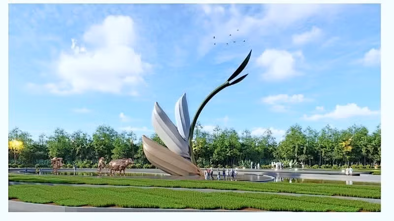 까마우성에서 진행 중인 쌀 상징 프로젝트의 조감도.