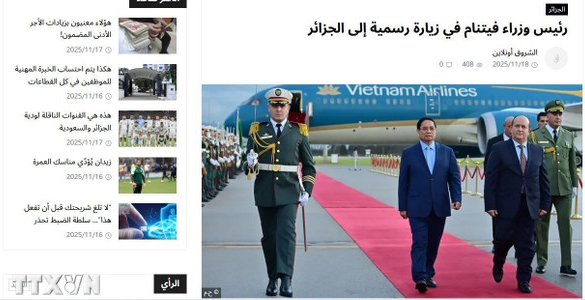 Ennahar 기사 스크린샷. (출처: VNA)