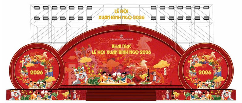하노이 빈응오 춘절 2026 개막 무대 조감도.