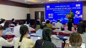 행사에서 발언하는 국가관광청 응우옌 티 호아 마이 부국장. (사진: 치에우 안)