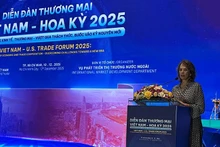 베트남 주재 미국상공회의소 대표가 포럼에서 연설하고 있다.