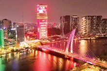 호찌민시는 제14차 전국당대회를 기념하여 다채로운 색채로 빛나고 있다. (사진: 홍닷)