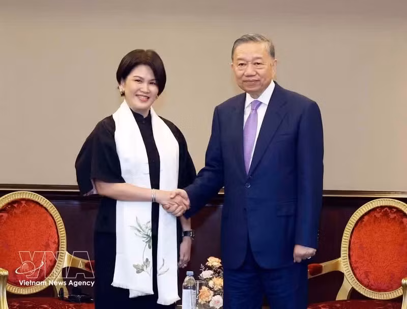 또 럼 당 중앙위원회 서기장 겸 국가주석이 31일 마닐라에서 그랩(Grab) 조직역량 최고책임자 친 인 옹(Chin Yin Ong)을 접견하고 있다. (사진: VNA)