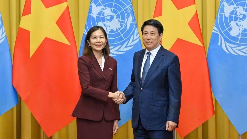 루엉 끄엉(오른쪽) 베트남 국가주석이 폴린 타메시스 유엔(UN) 베트남 상주조정관과 접견하고 있다. (사진: NDO/투이 응우옌)