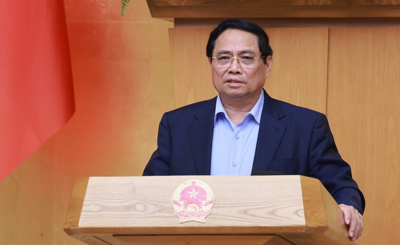 팜 민 찐 베트남 총리가 8일 열린 정부 정례회의에서 발언하고 있다. (사진: VNA)