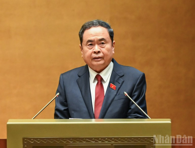 쩐탄먼 국회의장이 제15기 국회 제10차 회의에서 발언하고 있다. (사진: NDO)