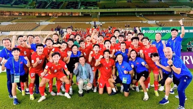 준결승전에서 승리할 것으로 널리 기대되고 있는 U23 베트남 대표팀.