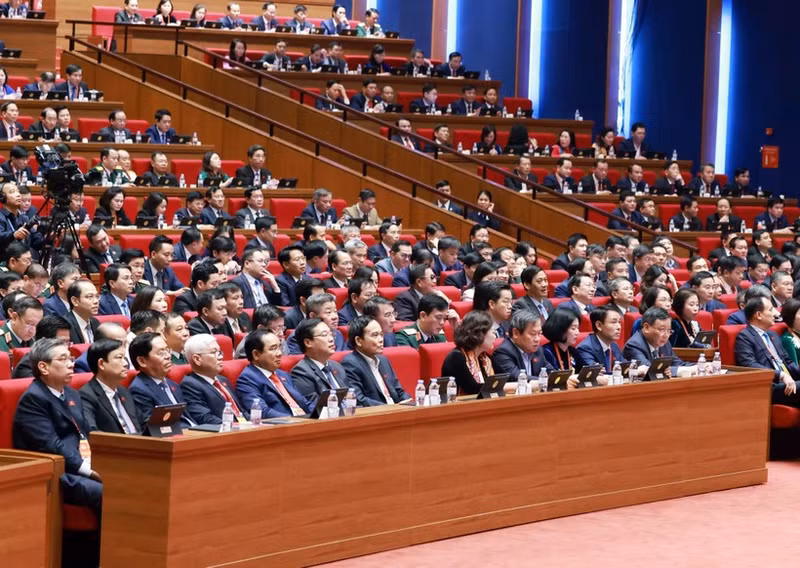 제14차 전국당대회에 참석한 대표들 (사진: VNA)
