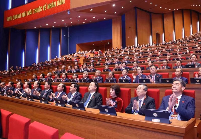 20일, 베트남 공산당 제14차 전국대표대회 개막식에 참석한 대표단. (사진: VNA)